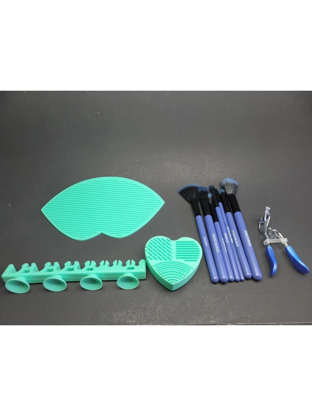 8pc Makeup Brush & lash Curler Set L7 Studios + Macys 3 Pc Brush Cleaner Set